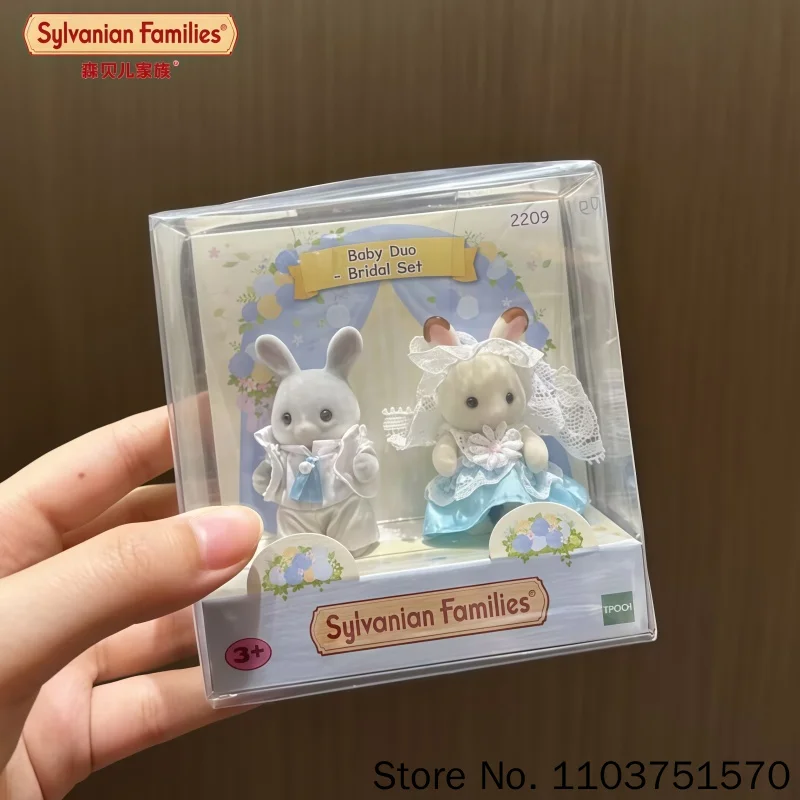 Sylvanian Families Chocolate Wedding Rabbit Series Anime Figures Pvc Golden Wedding Decoration Collectible Gift For Couples