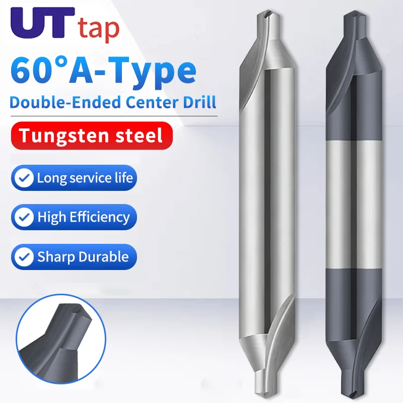 

UT TAP 1pcs Center Drill Bit 60 Degree Double Ended Centering Drills Tungsten Steel 0.5 0.6 0.8 1~5mm for Lathe Metalworking