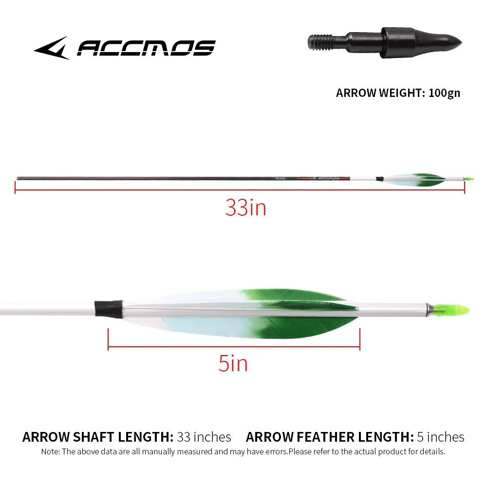 ID 6.2mm 6/12개입 양궁용 순수 카본 화살 스파인 200 250 300 400 500 600 700 800 샤프트 스티커 포함 5인치 그라데이션 깃털