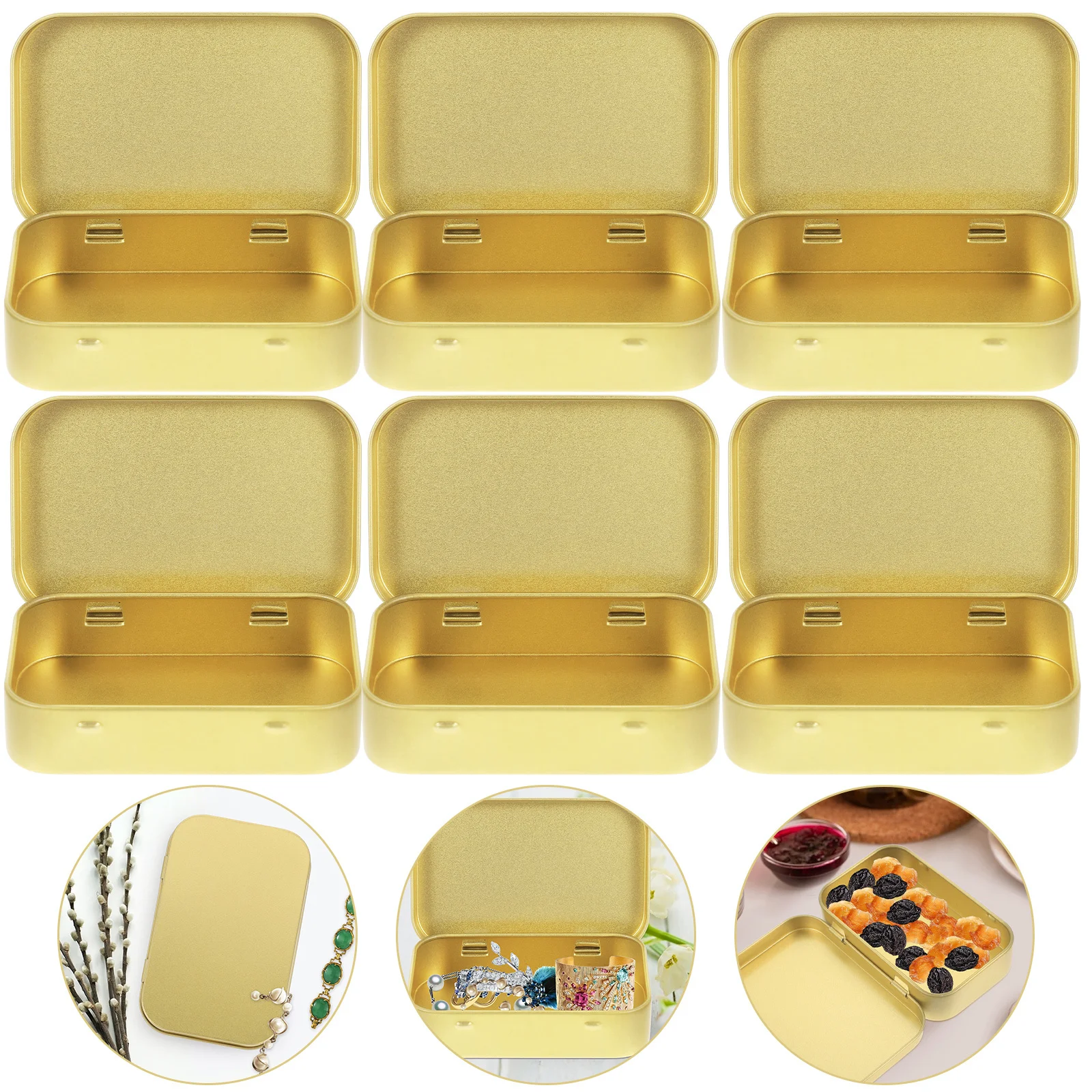 

6Pcs Flip Top Storage Box Compact Tinplate Jar for Gift Packing Party Favors Delicate Candy Containers Small Tin Box