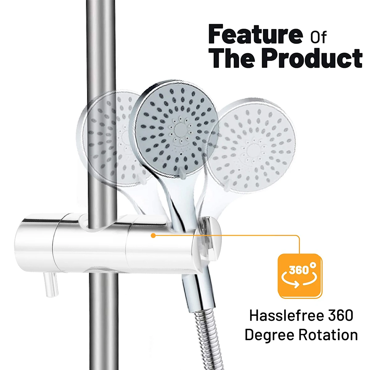 

Shower Head Holder Wall Mount Adjustable Universal Bracket for Handheld Shower Rail Durable Corrosion Resistant Scratch Proof