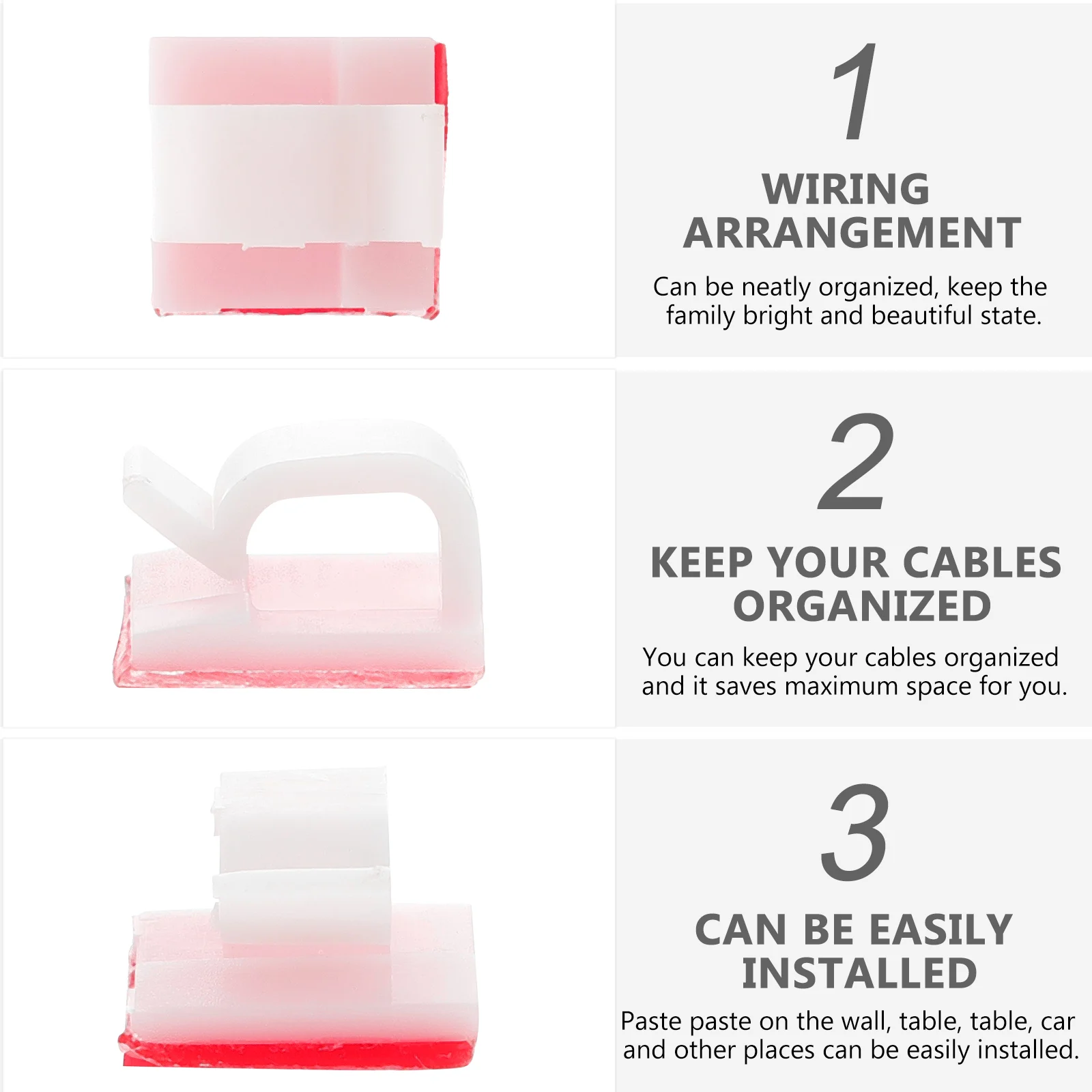 

50 Pcs Wire Fixer Fashion Cable Holder Organizer Headphone Accessories Clips Plastic Cord Management