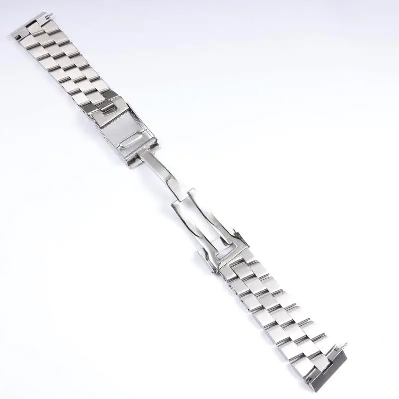 HAODEE 22mm Polished Solid Stainless Steel Watchband For Breitling AVENGER A1733 1338 Silver Deployment Clasp