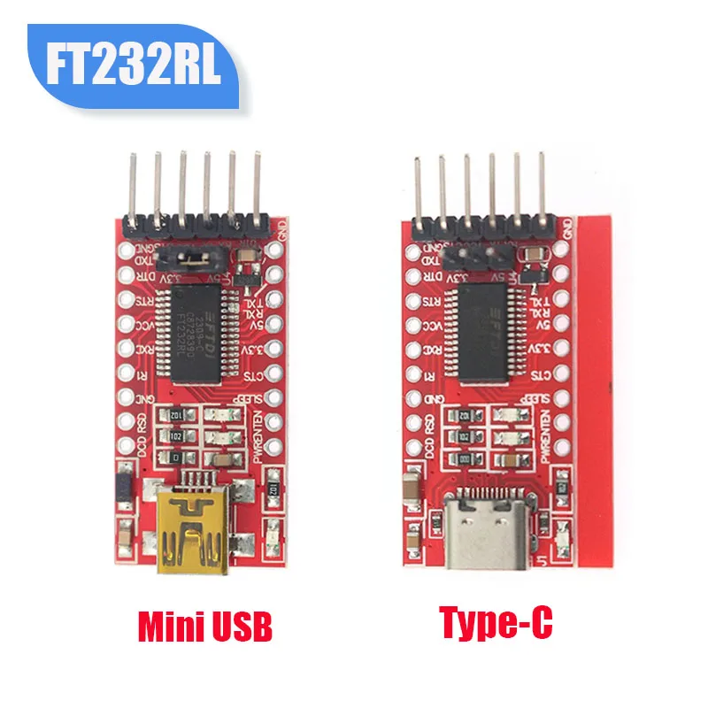 Original FT232RL USB To TTL Serial Adapter Module Type-C/Mini Micro USB 3.3V 5V Level FT232RL Module USB TO TTL 232 for Arduino