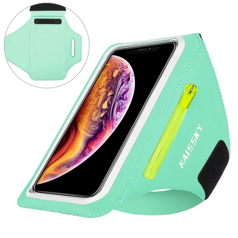 HAISSKY Laufsport-Armbinden für iPhone 17 16 15 14 13 Pro Max 15 Plus 16e 17 Air Samsung S25Ultra Reißverschlusstasche Armtasche Tasche