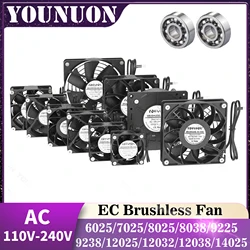1PCS EC Brushlee Fan 6025/8025/9225/12025/12038/12032 AC 110V 115V 120V 220V 240V Cooling Cooler Fan