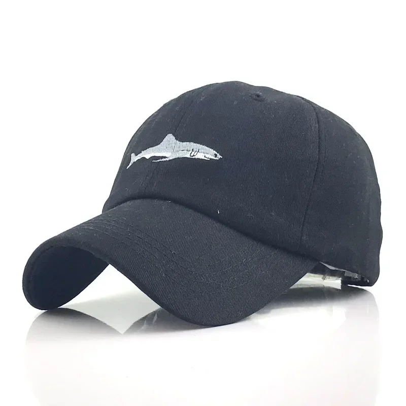 

Mens Womens Shark Embroidery Baseball Cap Curved Strapback Dad Hat Summer Hip Hop Style Sun Protection Fashion