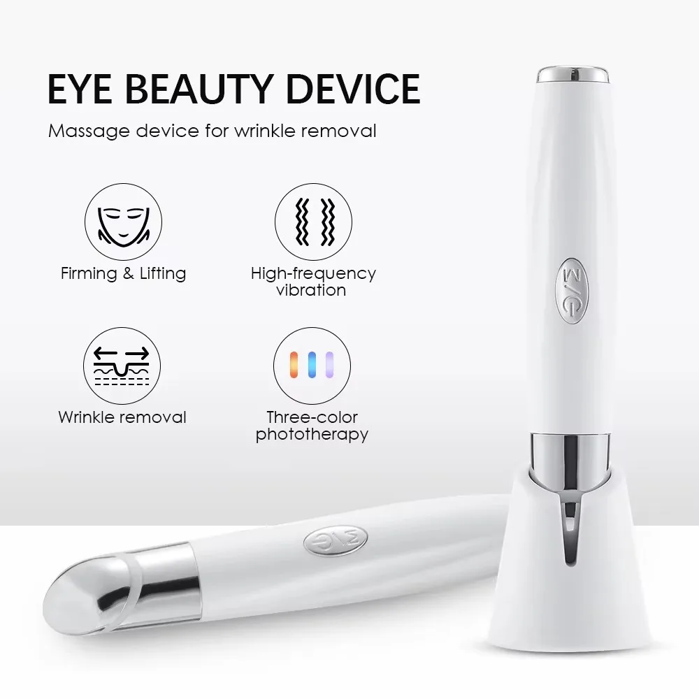 Massageador Elétrico para Olhos 2026, Vibração Anti-Envelhecimento, Remoção de Olheiras, Caneta de Cuidado Facial e dos Olhos