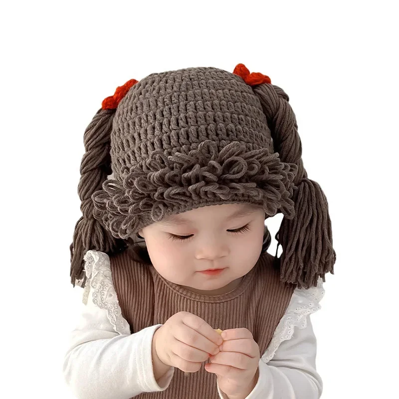 Baby Hat Autumn and Winter Warm Hat Little Girls\' Wool Hat Baby Handmade Knitted Hat