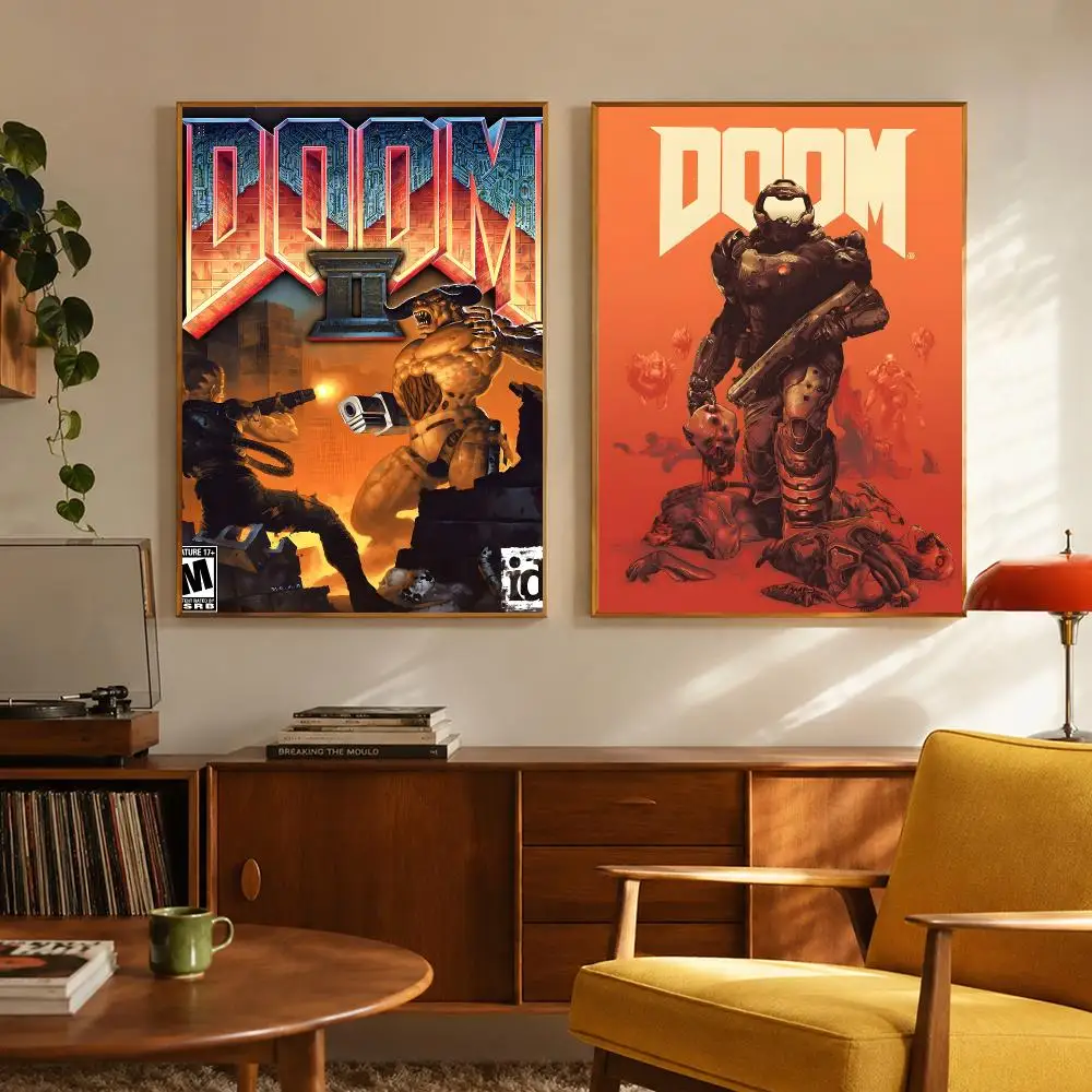 Game Shooter D-Doom Poster Digital Solvent Print Waterproof PP Fade-Resistant Wall Art Room Decor Gift