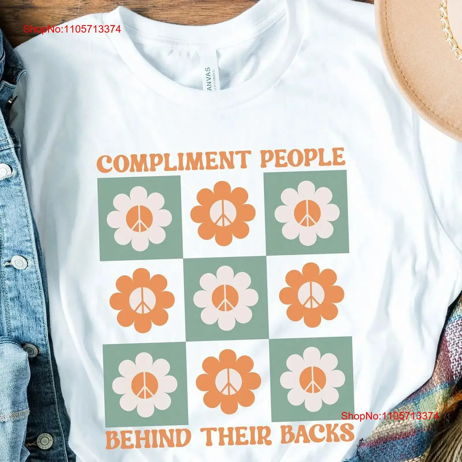 Inspirational T Shirt Aesthetic Trendy Hippie Preppy Clothes Compliment People Behind Their Backs 70 Style apparel vintage