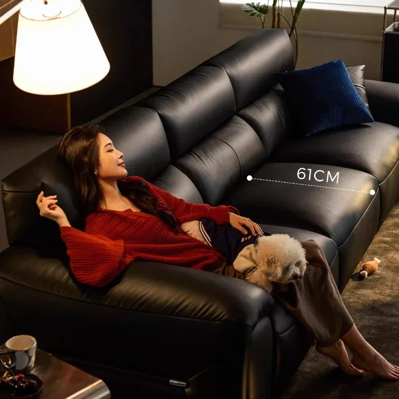 

Couch Home Furniture Sectional Sofa Modern Luxury Big Black Cow Black Sofa Genuine Leather Living Room Sofas And Seating