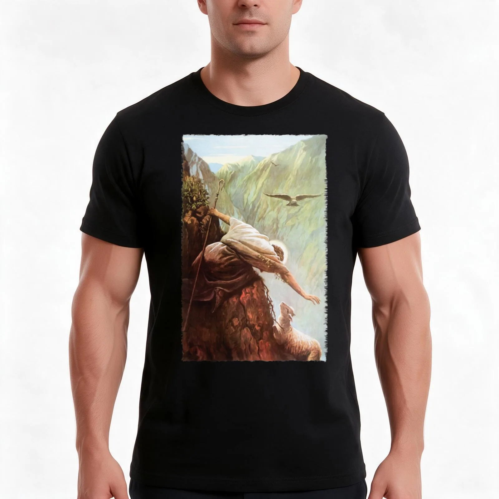 The Lost Sheep Luke 15:3-7 T-Shirt, Summer Casual Cotton Tee, Oversized Streetwear Tops, Vintage Graphic Print, Unisex Men Women