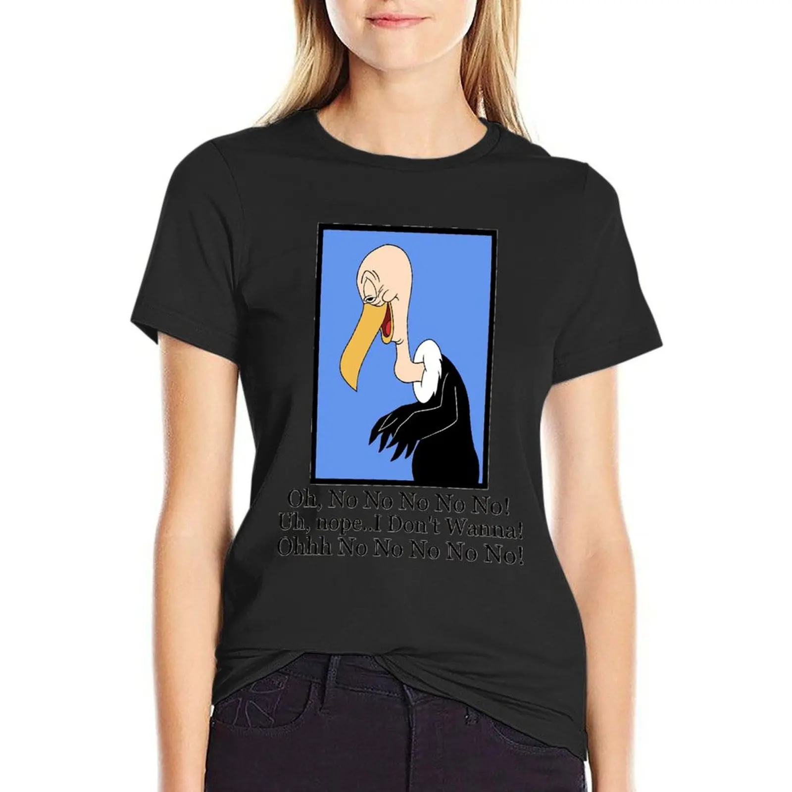 Beaky Buzzard Graphic Cartoon Tops gráficos para mulheres, moda coreana, sem camiseta