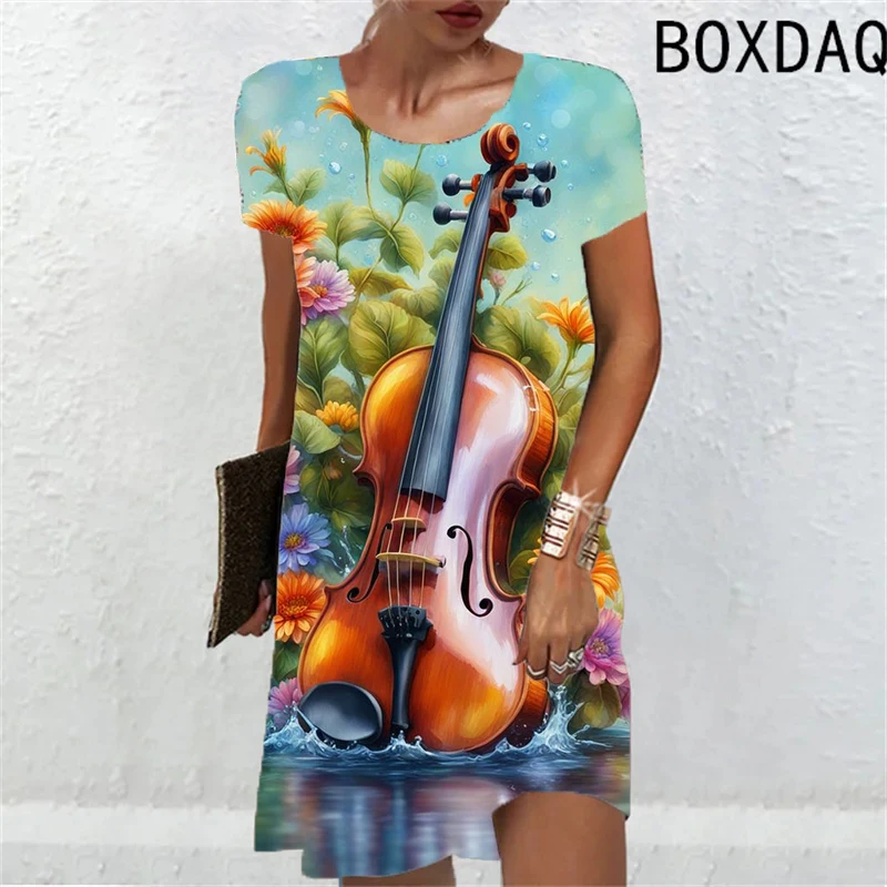 Beach Vacation Party Leisure Women Dress Fashion New Summer Woman Sundress Short Sleeve O-Neck Floral Print Mini Dress Ladies