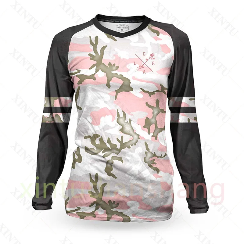 Lỏng Rider Của Phụ Nữ Camo Dài Tay Áo Jersey Off-Road DH Xe Máy Xuống Dốc Quần Áo BMX MTB MX Enduro Leo Núi xe Đạp Jersey