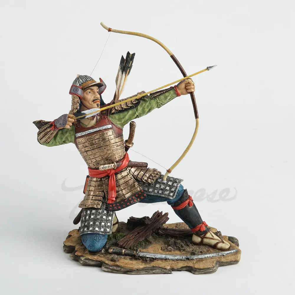 Japanese Samurai Warrior Figurine Archer Statue Resin Sculpture Collectible Model Nautical Home Office Desktop Decoration Gift