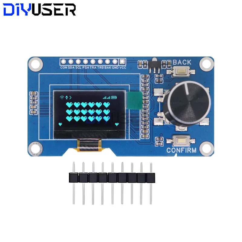 DIYUSER – Module OLED 0.96 pouces, bouton blanc/bleu/jaune bleu, encodeur rotatif EC11, Interface IIC, écran LCD