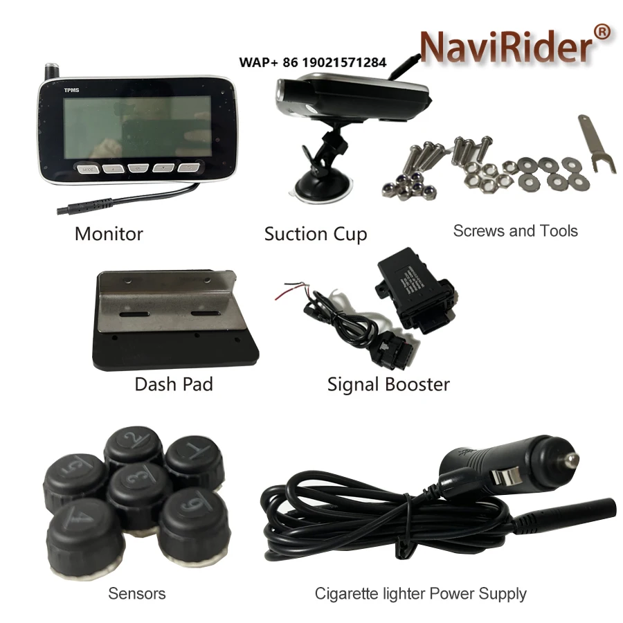 Truck Tire Pressure Monitoring System Car TPMS 4 External Sensors for Truck Trailer,RV,Bus,Miniature Passenger Car