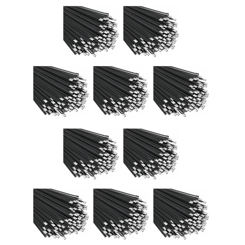 

Metal Zip Ties Black 1000Pcs 11.8 Inch 304 Stainless Steel Epoxy Coated Cable Tie For Machinery, Vehicles, Farms, Cables