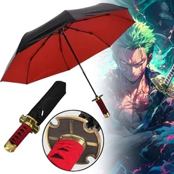 Roronoa Zoro Katana Umbrella UV Blocking Black Parasol Anime Sword Ninja Knife Real Size Japanese Katana Samurai Sabre Umbrella