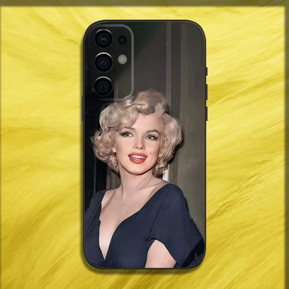 M-Marilyn modelo m-monroe funda de teléfono para Samsung S24,S21,S22,S23,S30,Ultra,S20,Plus,Fe,Lite,Note,10,9,5G funda suave negra