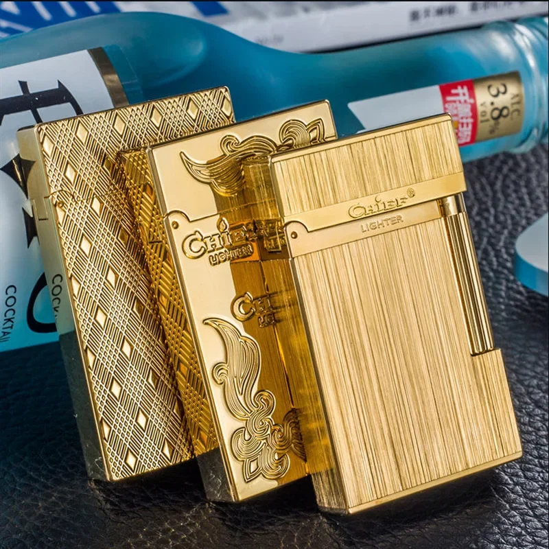 New High-end Crisp Sound Gas Lighter Steel Tone Side Slip Windproof Business Gift Men\'s Lighter Cigarette Accessories