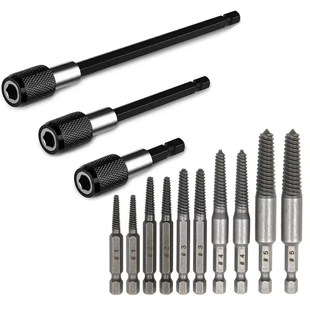 10/5pcs Hexagonal Handle Broken Head Screw Extractor, 60/100/150mm Hex Shank Quick Release Bar Socket Screwdriver Bit