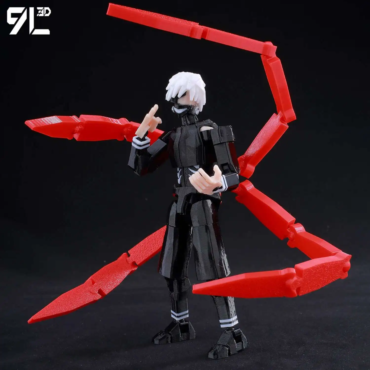 9L 3D Articulated Action Figure - Kaneki Ken From Tokyo Ghoul Lucky Dummy 13 Collectible One-Eyed Ghoul Ver Desktop Display Toys