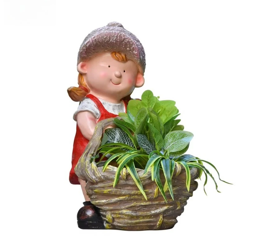 Creative cartoon character resin sculpture flower pot children's indoor