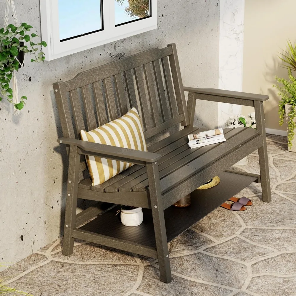 

Outdoor Bench, Front Porch Bench 2-Person, Patio Bench with 660lbs Weight Capacity, Garden Potting Bench Never Rot and Fade, We