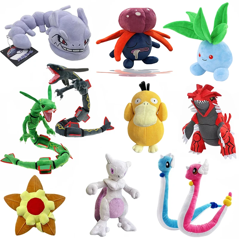 anime-pokemon-dratini-gyados-rayquaza-boneca-pokemon-groudon-estranho-brinquedos-de-pelucia-dos-desenhos-animados-pikachu-psyduck-steelix-staryu-plushie