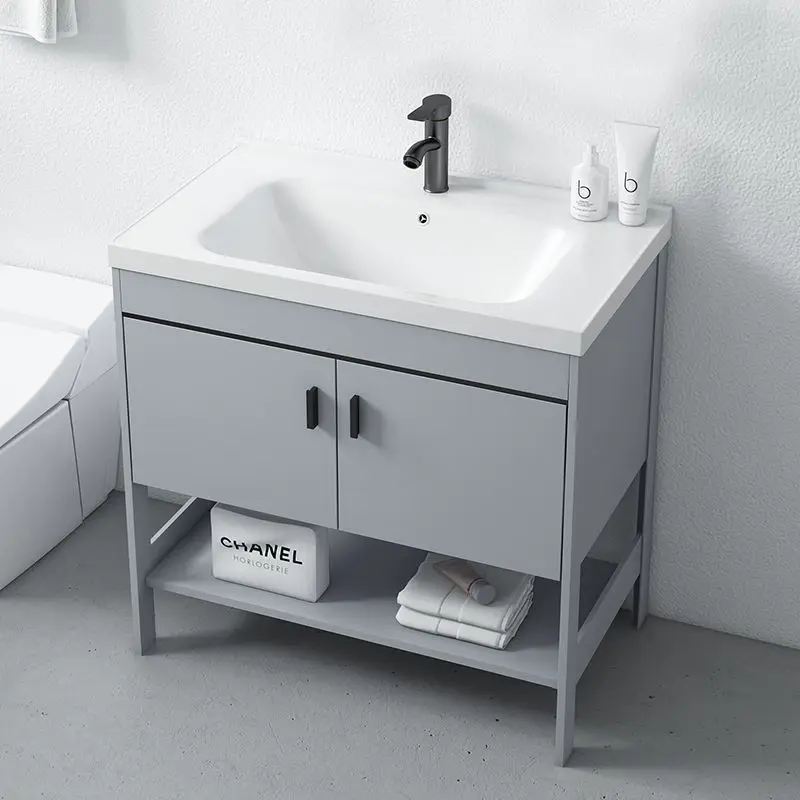 

Pasry floor-to-ceiling washbasin space aluminum bathroom cabinet combination ceramic integrated basin washbasin Customizable