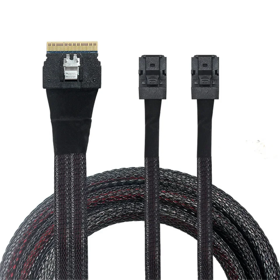 Imagem -03 - Cabo de Dados do Servidor para Servidor Mini Sas Slim Sas 4.0 Sff8654 8i 74pin para Slim Sas 4.0 Sff9643 Dual hd 36pin 600mbps