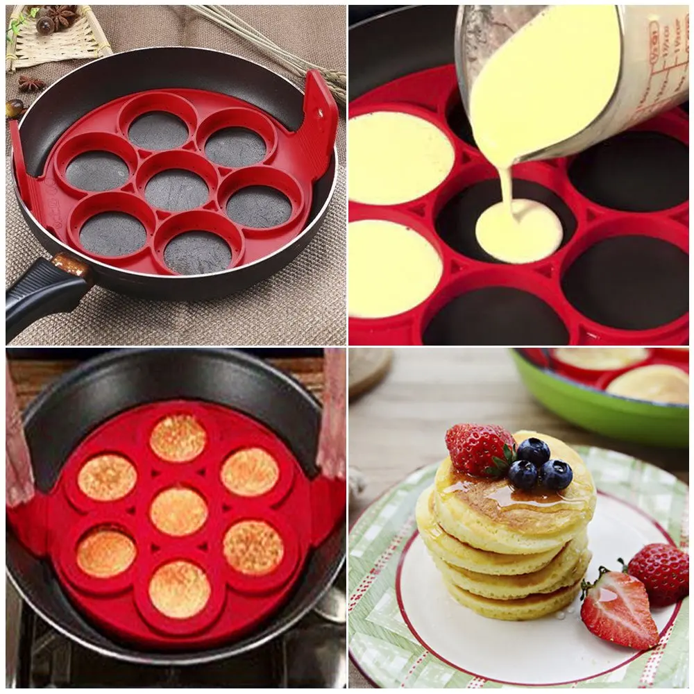 Egg Pancake Ring Non-stick Pancake Machine Mold Silicone Egg Frying Pan Forming Machine Omelet Mold Kitchen Baking Accessories