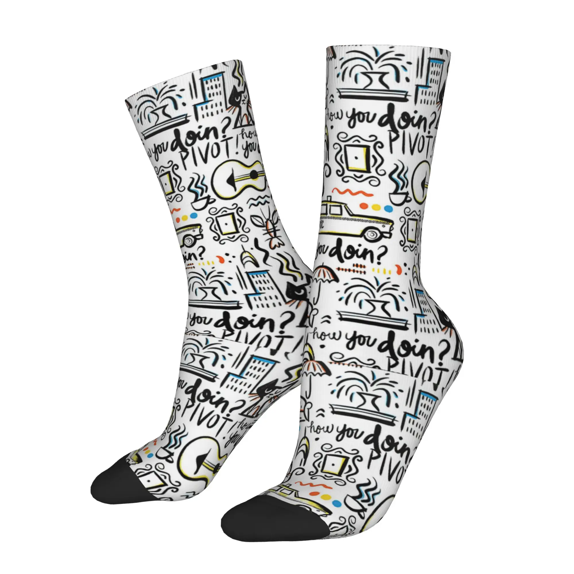 Friends TV Show Socks Men's Women's Happy Cartoon Graffiti Socks Novelty Spring Summer Autumn Winter Middle Tube Socks Gifts