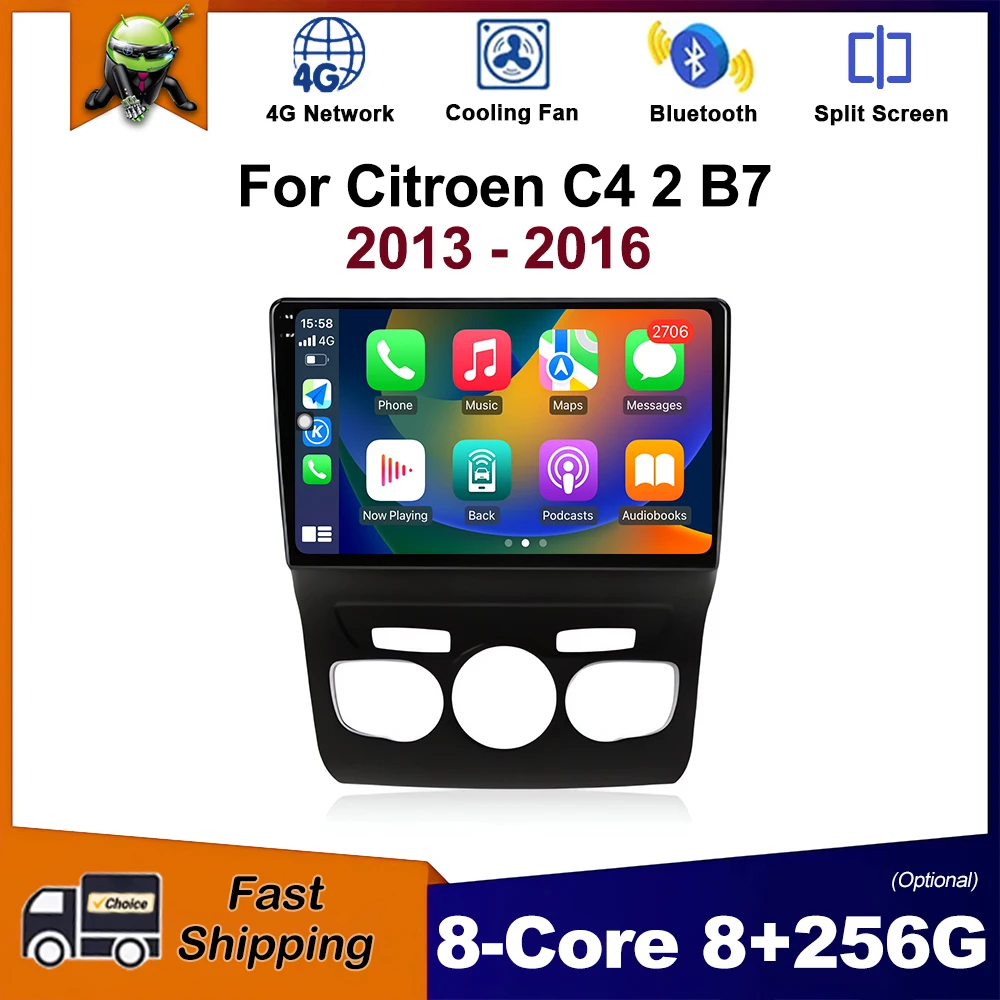 

10 inch LHD Android OS Car Radio for Citroen C4 2 B7 2013 - 2016 Multimedia Stereo Player GPS Navigation Wireless Carplay WiFi