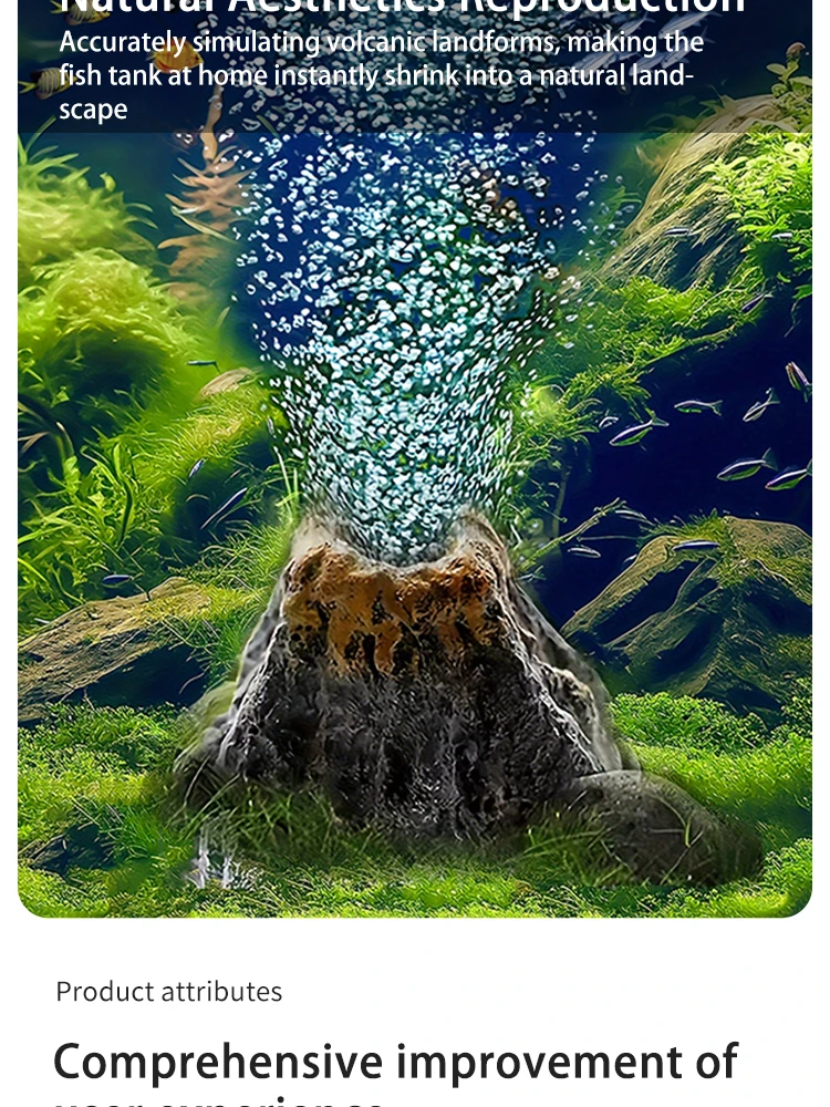 Aquarium-Vulkan-Luftsteindekoration – 1 Stück Blasenbelüfter für Aquarien, Vulkan-Bubbler aus ABS mit Belüftungsstein – Detail 2