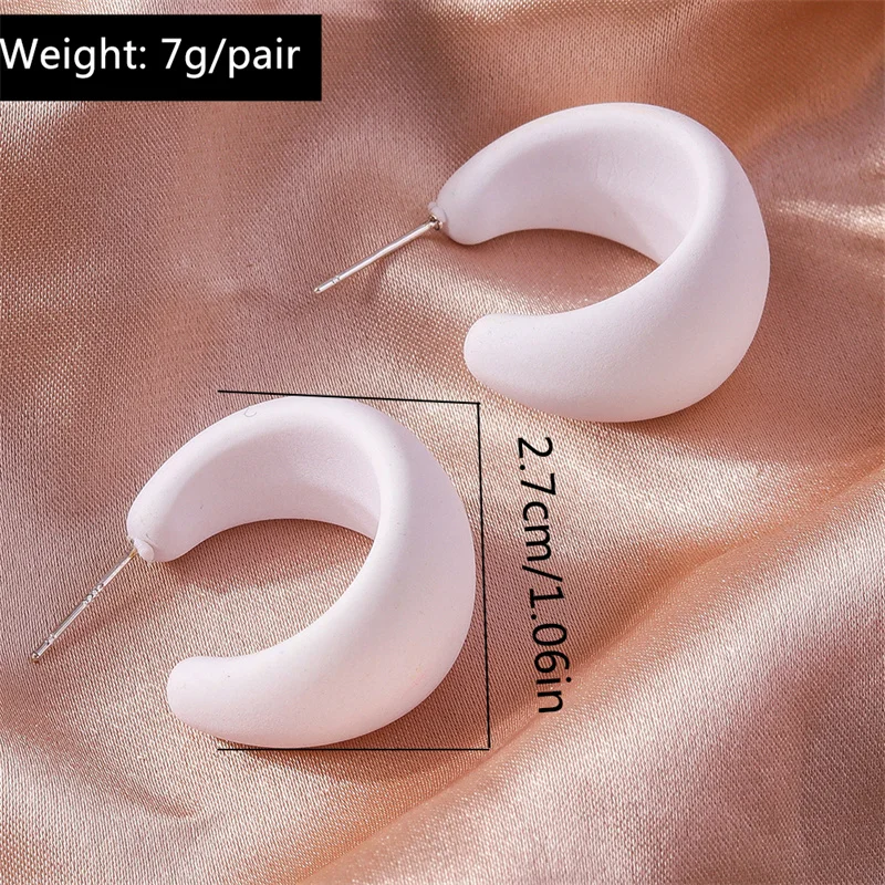 Aihua koreanische bunte Acryl klobige runde Creolen für Frauen einfache geometrische Harz Ohrringe Aussage Schmuck Geschenke – Detail 2