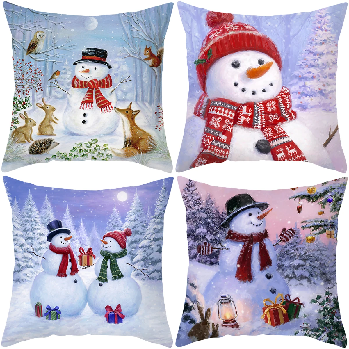 Christmas Snowman Cushion Cover 2025 Merry Christmas Decorations for Home Navidad Cristmas Pillowcase Xmas Gifts New Year 2026