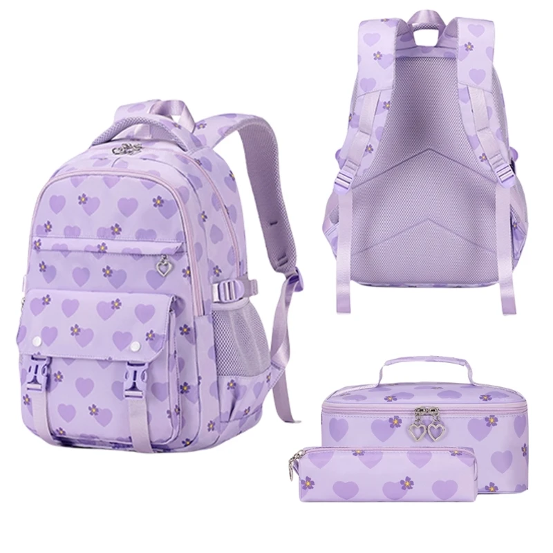 3 pçs saco escola prático mochila capacidade com estojo lápis lancheira casual mochilas trvel daypack para