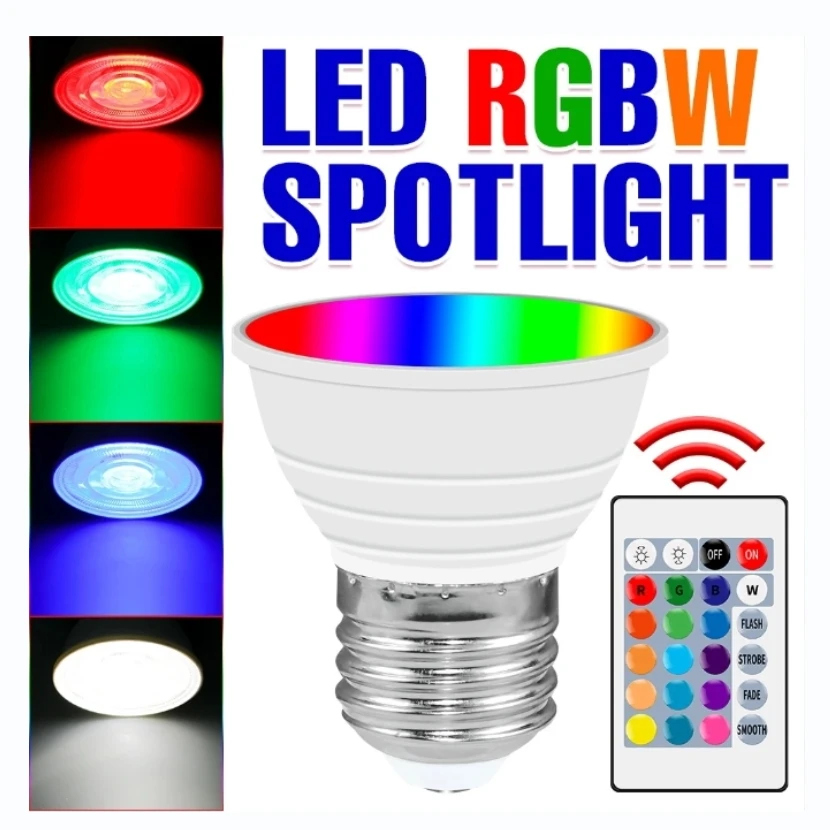 

E27 RGB LED Light Bulb GU10 Colorful Spotlights MR16 Lamp E14 Chandelier Bulbs GU5.3 With Remote Dimmable Party Atmosphere Decor