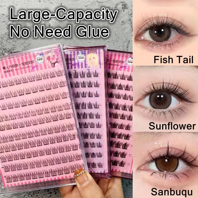 Voluminous No Need Glue Self-adhesive False Eyelashes Fluffy Fish Tail Sunflower Thick Curling Lash Extension DIY Anime Eyes