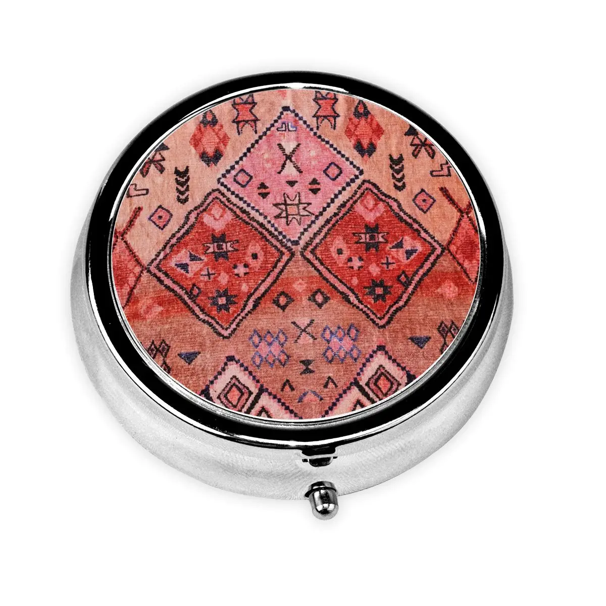 

Boho Stylish Oriental Traditional Moroccan Style Artwork Metal Pill Box Mini Ethnic Tribal Pill Organizer Container Storage Box