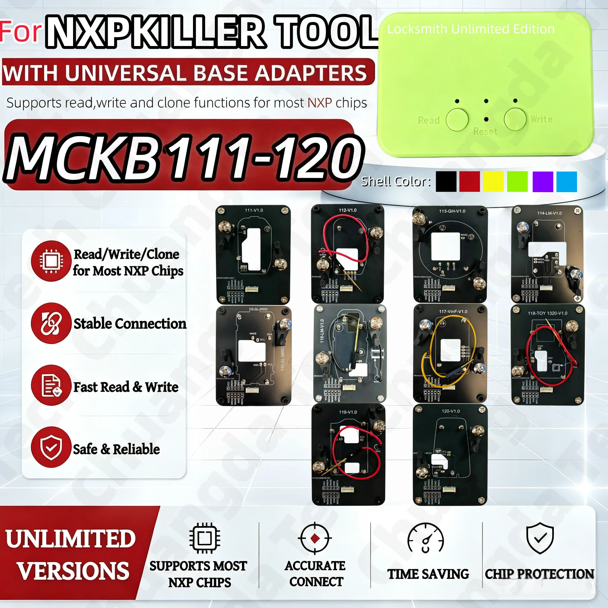 For Nxpkiller No.111-120 Adapter Compatible with Keydiy Xhorse Cg Kydz Device, No Welding Required for Reading and Writing, Programming Socket for Vinfast, Suzuki, Mitsubishi, Hiphi, Fiat