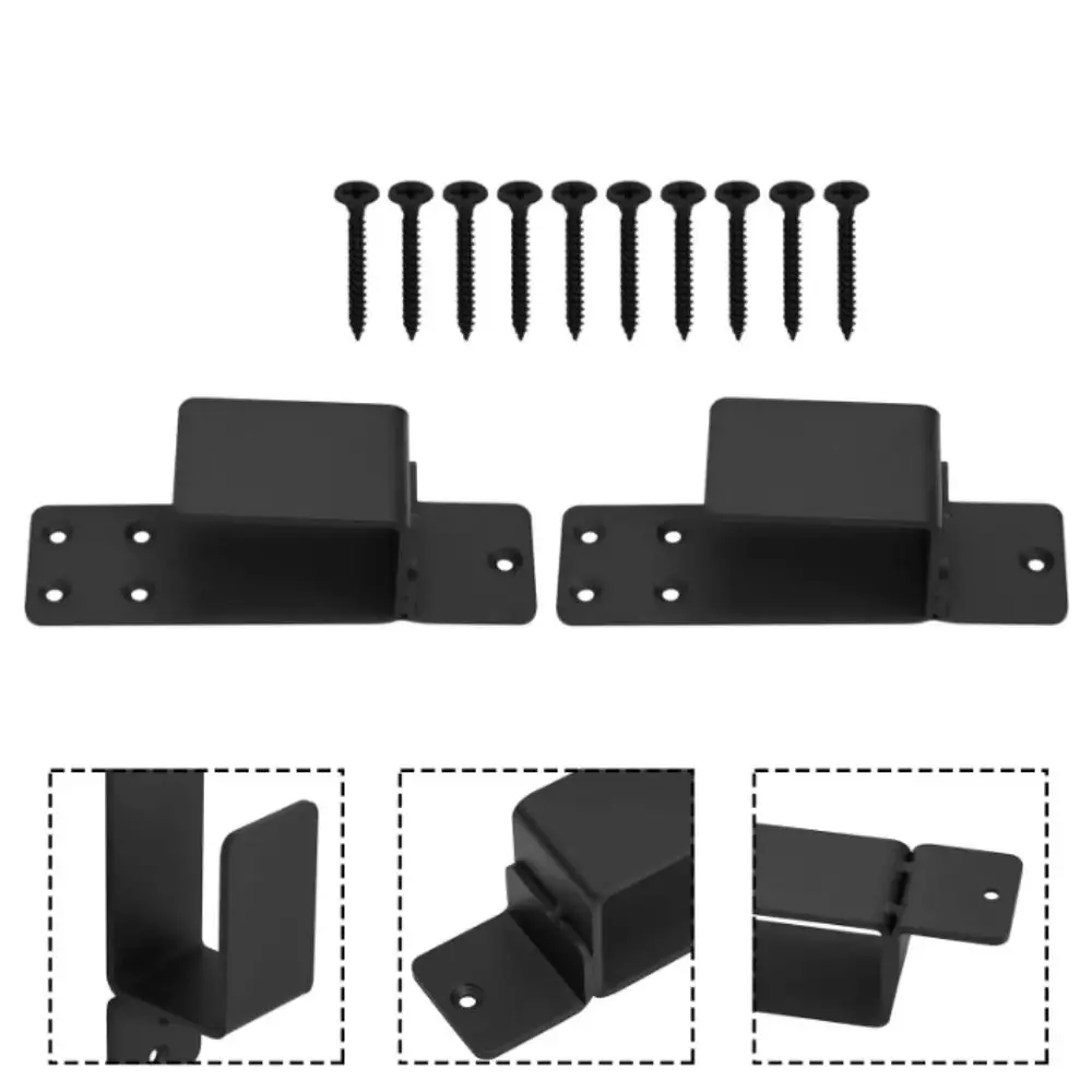 Heavy Duty Door Barricade Brackets Carbon Steel Black Door Bar Holder Brackets U-Shaped Upgraded U-Shaped Bar Holders