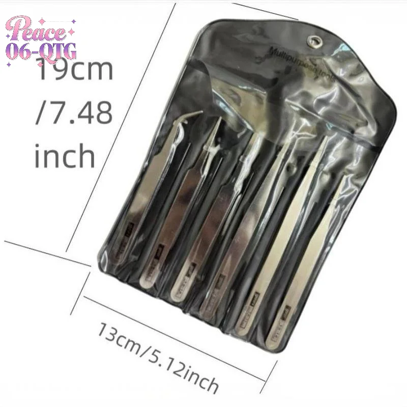 New Sale 6Pcs Stainless Steel Tweezers Kit Bent Straight Precision Tips Industrial Repair Tool For Detailed Work