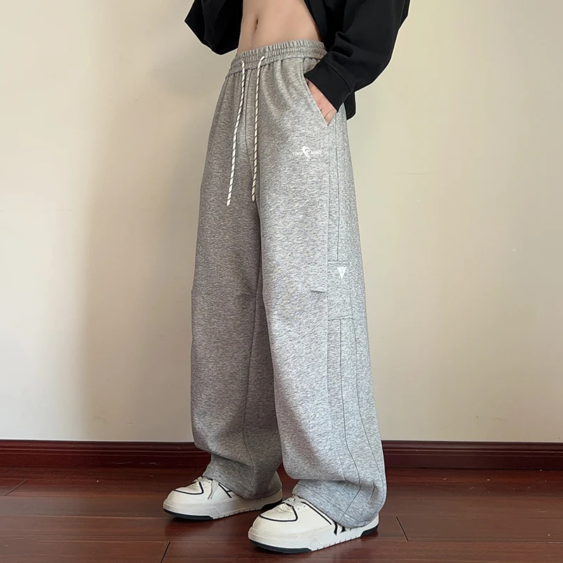 

Мужские повседневные хлопковые спортивные брюки 2026 Весна-Осень, для активного отдыха, с завязками, свободные, с эластичным поясом, прямые штаны