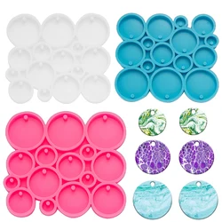 Super Shiny Mini Round Silicone Keychain Mold Many Circles Epoxy Resin Casting Mould For Cake Chocolate Baking Crafts Making