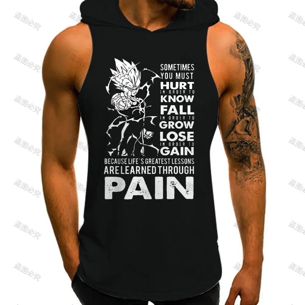 

Y2k Dragon Ball Z Gym Vegeta Vest With Hood Men's T-shirts Bodybuilding New Clothing Trend Clothes Super Saiya Goku 2023 Hip Hop